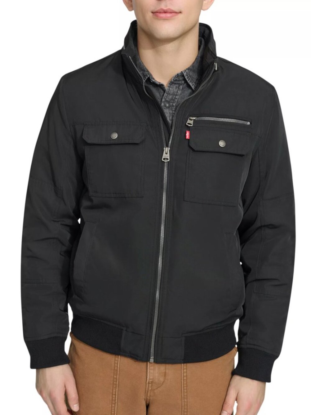 Levi's Black Full Zip Utility Jacket 2 Chest Pocket Men's XL LM4RP175